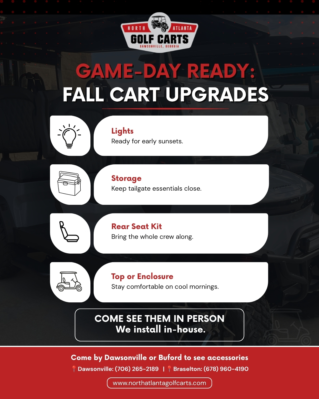 Fall golf cart upgrade options list